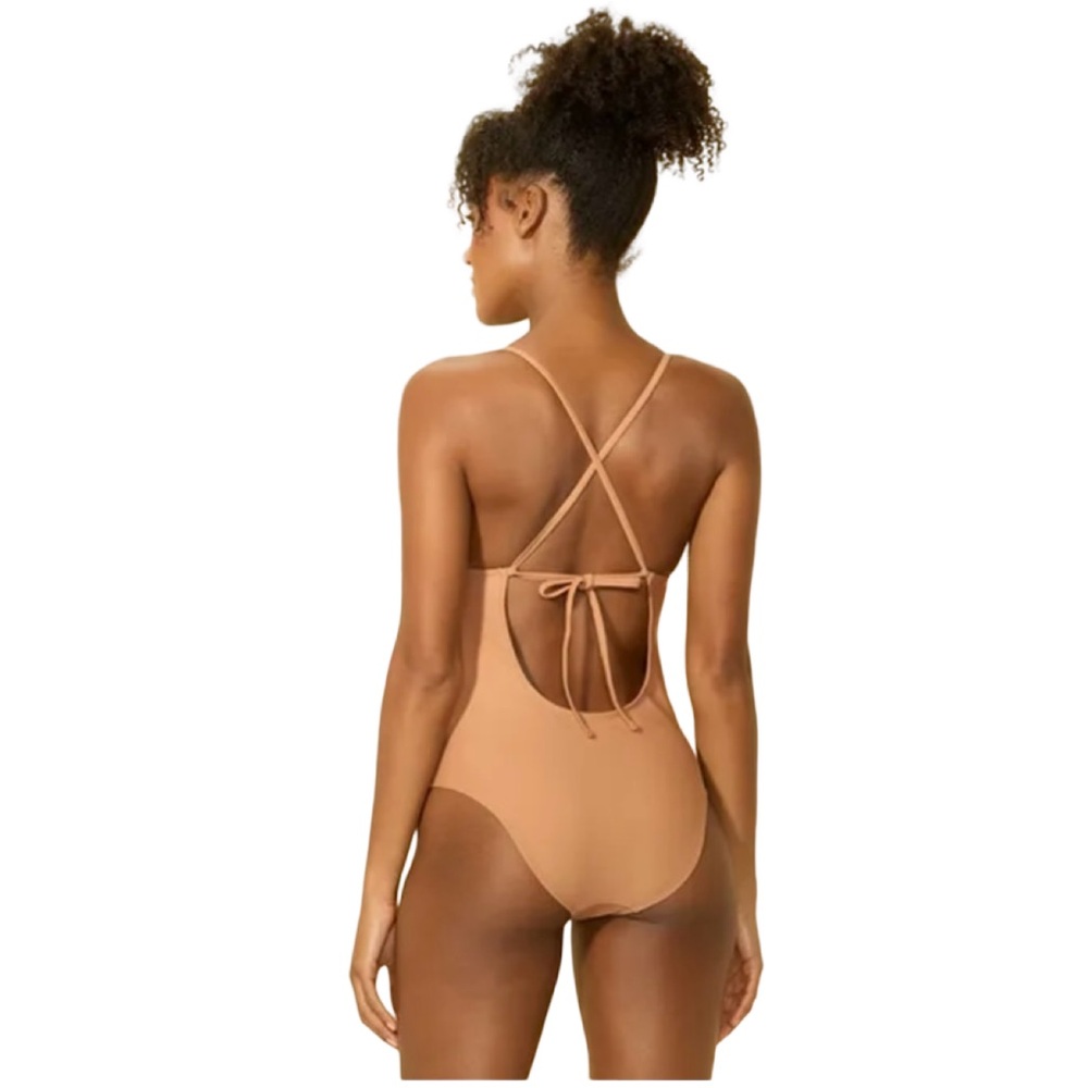 FLASH SALE Crochet High Leg Cheeky One Piece Swimsuit - Shade & Shore Brown NWT - Picture 3 of 6